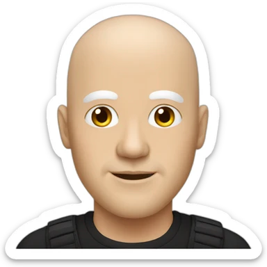 White bald man, big face dressed in black sticker
