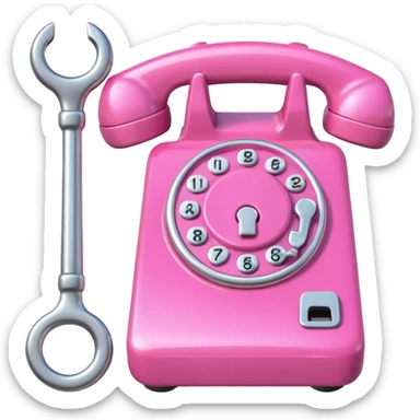 pink phone with a wrench sticker