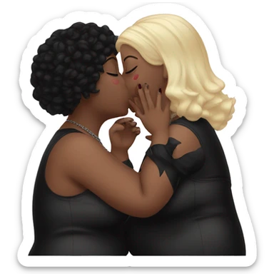 plus size women kissing, goth, aesthetic sticker