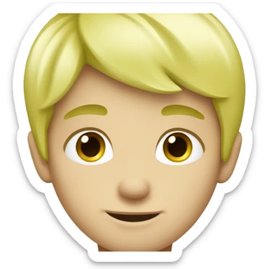 An attractive boy with light yellow hair, bright light grass green eyes sticker