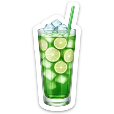 Japanese cream soda green on a glass with ice sticker