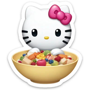 Hello kitty eating  sticker
