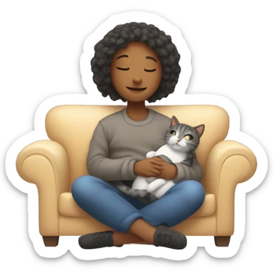 Cuddled up with my cat on couch sticker