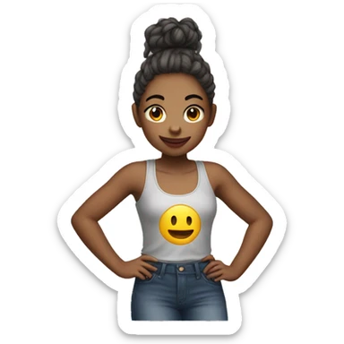 Girl in tank top by car sticker