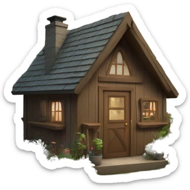 cabin in the woods with garden sticker