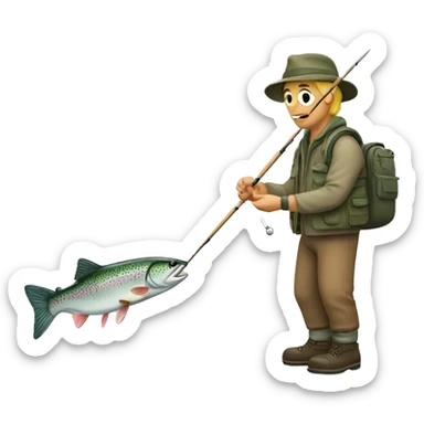man fishing for trout sticker