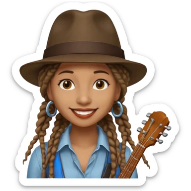 female Musician with dreadlocks and fedora sticker