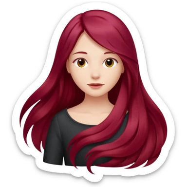 burgundy red long hairs from the back sticker