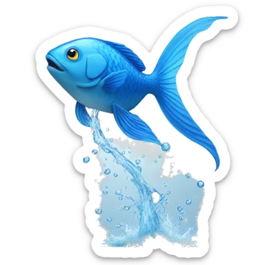 Blue fish jumps out of the water sticker