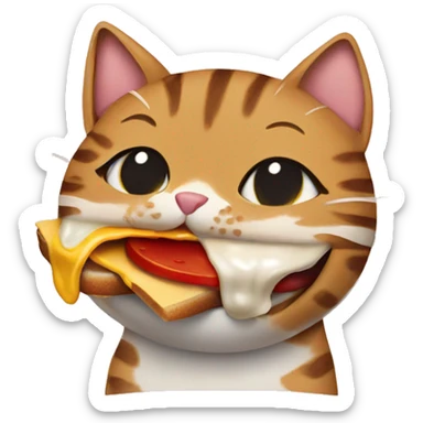Tabby cat eating burger sticker