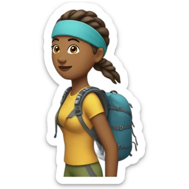 woman hiking with headband sticker