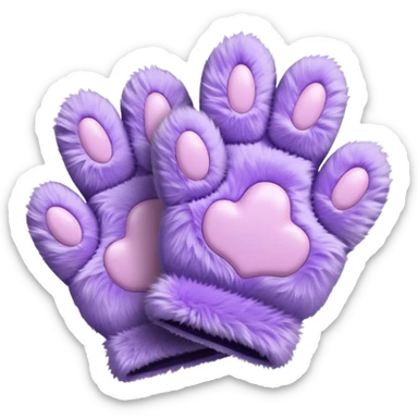 Pastel purple fuzzy cozy furry cat paw gloves  sticker