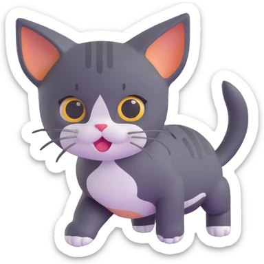 playful kitten pouncing sticker