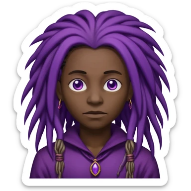 mysterious creature with long dreadlocks and dark purple evil aura sticker