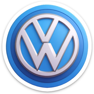 3D circular pattern with white "Volkswagen" text in the center, blue and white color scheme, modern style sticker