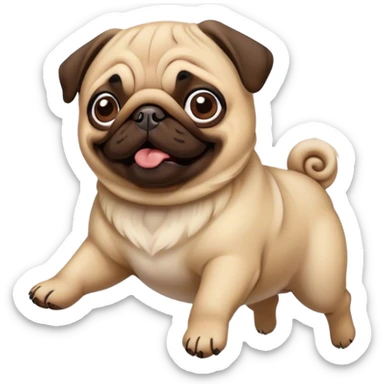 Pug flying in the air caught of wind sticker