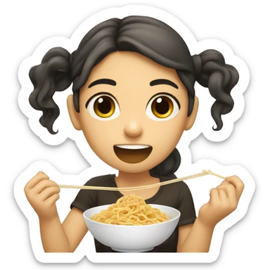 Girl eating noodles sticker
