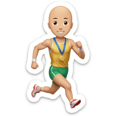 one punch man picking running a marathon with gold medal sticker