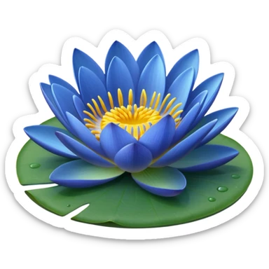 blue water lily circle leaf sticker