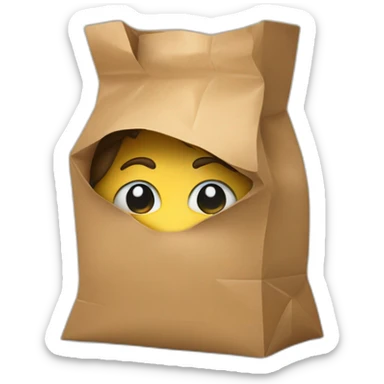 a person hiding their head in a paper bag sticker