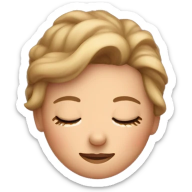 A white girl sleeping cozy in her pink bed sticker