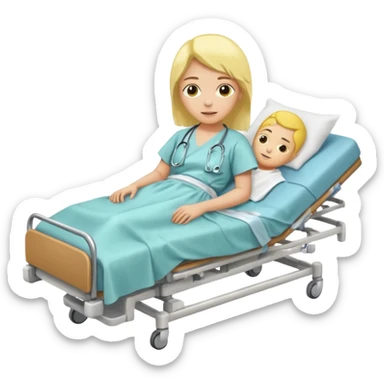 pessoa com a pele amarela deitada em uma maca de hospital sticker