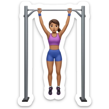 woman doing pull up full body on a stable pull up bar sticker