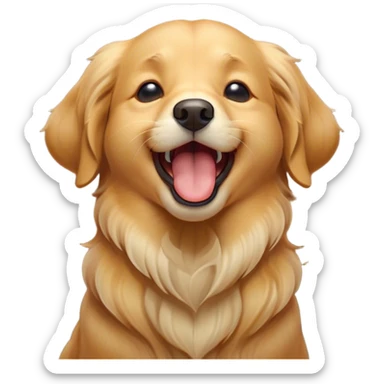 Cinematic Cute Yawning Golden Retriever Portrait Emoji, Head tilted slightly with a dramatic, wide-open yawn, showcasing a silky golden coat with a subtle shimmer, floppy ears slightly drooping, round brown eyes barely open in drowsy contentment, Simplified yet irresistibly adorable features, highly detailed, glowing with a soft, cozy glow, high shine, relaxed yet expressive, stylized with a touch of whimsy, bright and endearing, soft glowing outline, capturing the essence of a sleepy yet affectionate companion, so drowsy it feels like it could stretch out of the screen and curl up for a nap! sticker