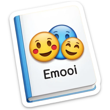 A textbook with the word 'emoji' written on the cover sticker