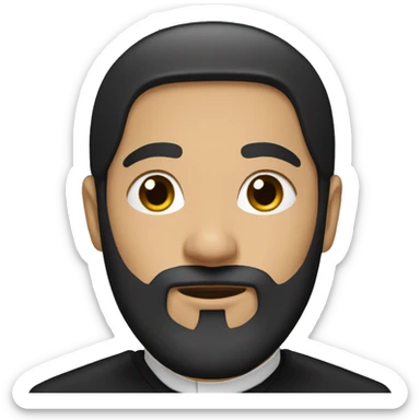 Orthodox priest with black hair, black beard and ponytail  sticker