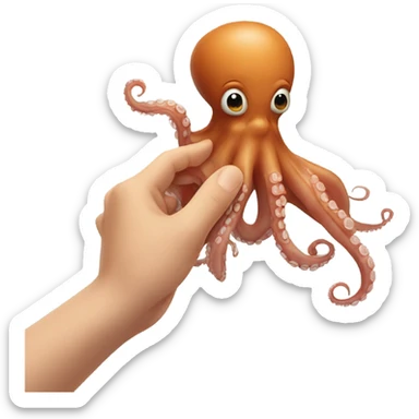 A finger tapping an octopus sticker