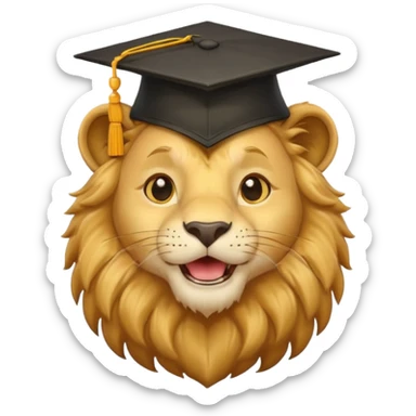 happy lion wearing a graduation cap sticker