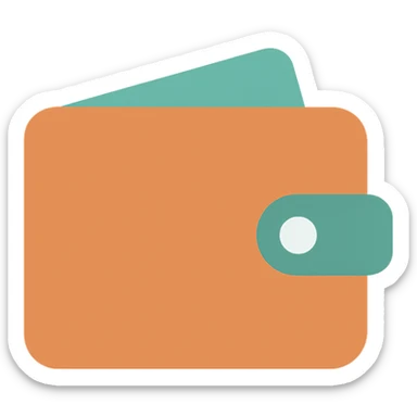 wallet icon, color accent, contemporary icon style sticker