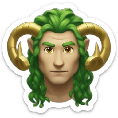 Un emoji jaune lambdas qui porte les cornes de loki sur la tête  sticker