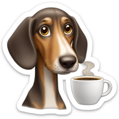 dashound drinking coffee sticker