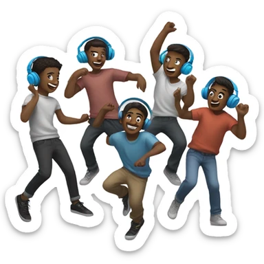 boys enjoying music outdoors sticker