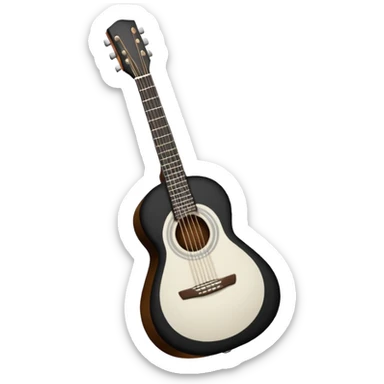 emoji de violão acústico contornado em preto e branco sem cor sticker