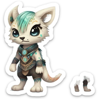 cute Kawaii edgy ethereal shy epic fantasy animal fursona Fionbri creature by griffsnuff & LiLaiRa & Falvie with exotic colors with intricate patterns full body sticker