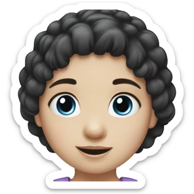 little white girl, 3 yo, black hair, blue eyes sticker