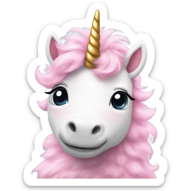 Pink fluffy unicorn ￼ sticker