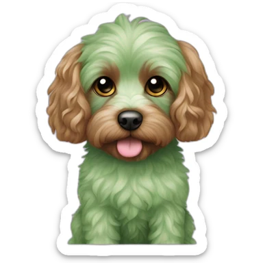 cavapoo with purple fur and green polka dots sticker