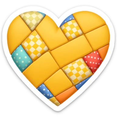 yellow heart with a patchwork pattern sticker