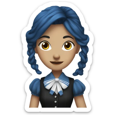 enid sinclair from Nevermore academy in blue and black vertically striped school uniform dancing to music  sticker