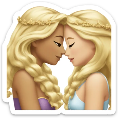2 women princesses couple blonde kiss sticker