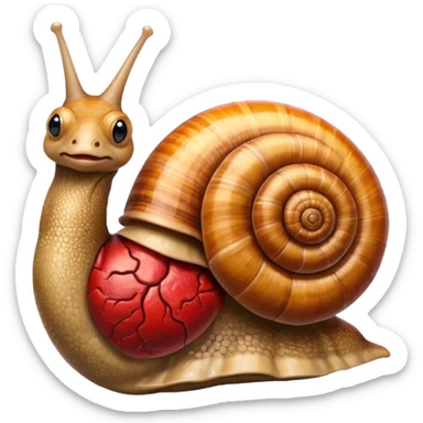 snail with "anatomical heart" as shell sticker