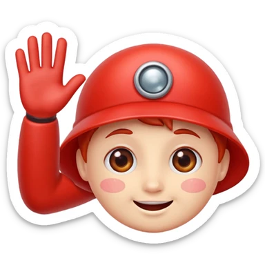 red blood cell with a cute face waving goodbye, cheerful expression sticker