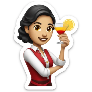 Spanish waiter woman with cocktails  sticker