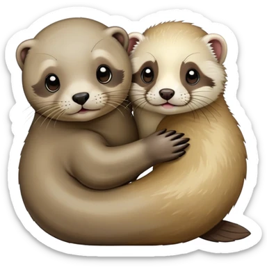 seal hugging ferret  sticker