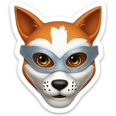 Fox with a half-mask of the phantom of the opera sticker