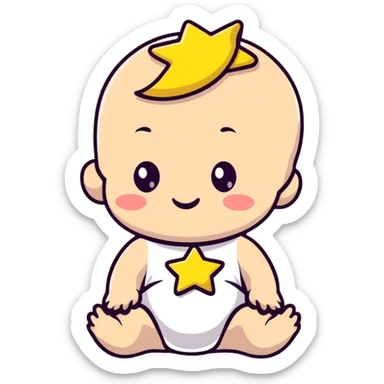 adorable baby with star-shaped accessories sticker